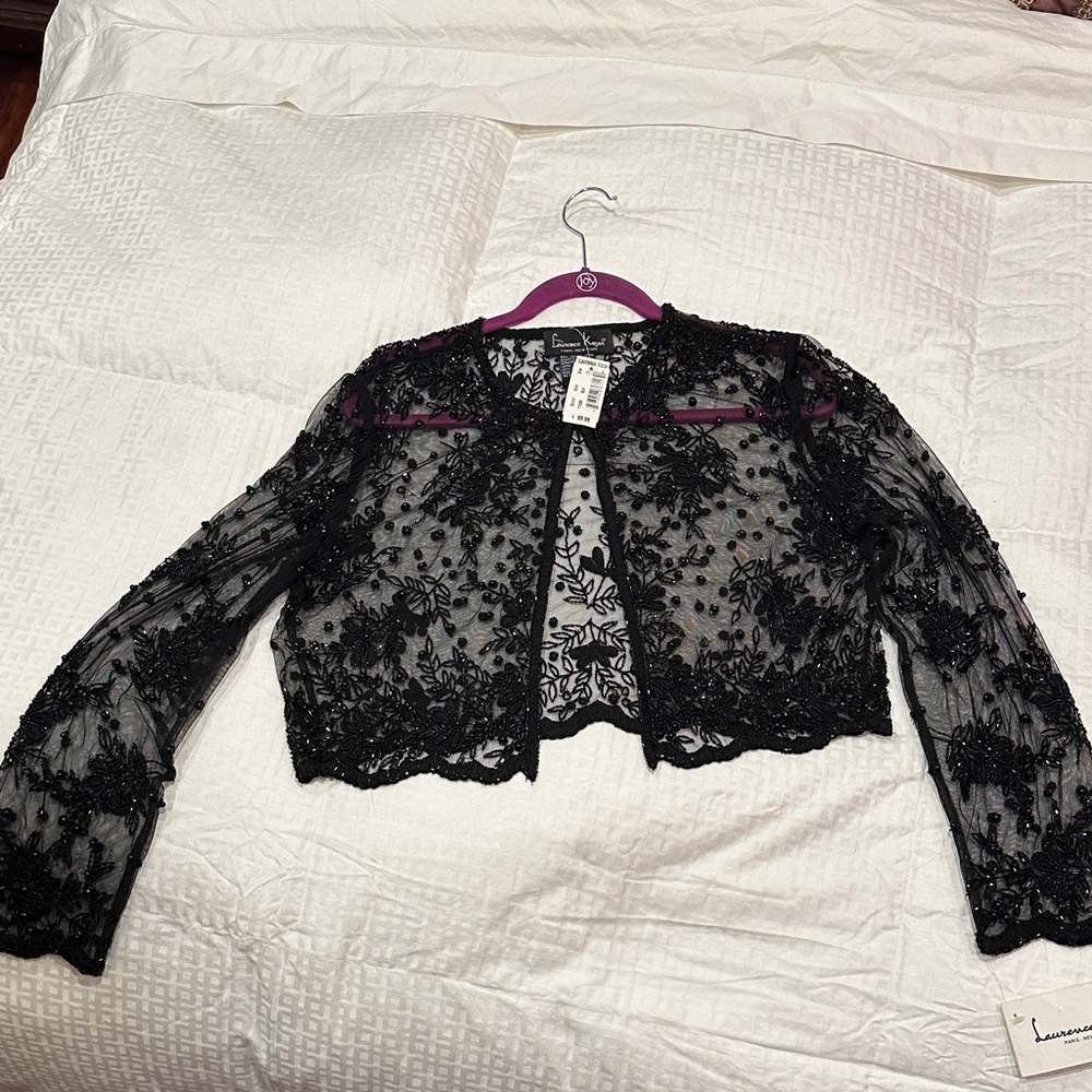 Laurence Kazar Black Beaded Lace Jacket